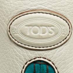 Tod's Teal Blue/White Leather and Suede Hobo