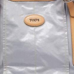 Pre Owned Tod's Light Blue/Beige PVC and Leather Tote