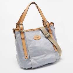 Pre Owned Tod's Light Blue/Beige PVC and Leather Tote