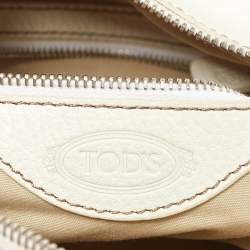 Pre Owned Tod's Off White Leather Miky Hobo