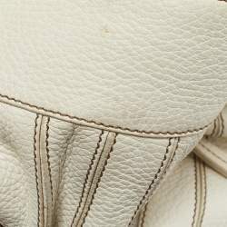 Pre Owned Tod's Off White Leather Miky Hobo