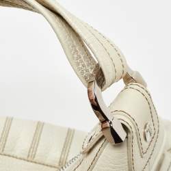 Pre Owned Tod's Off White Leather Miky Hobo