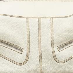 Pre Owned Tod's Off White Leather Miky Hobo