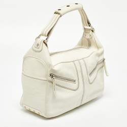 Pre Owned Tod's Off White Leather Miky Hobo