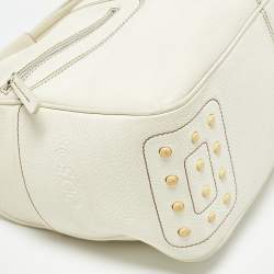 Pre Owned Tod's Off White Leather Miky Hobo
