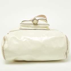 Tod's White Patent Leather Front Pocket Satchel