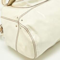 Tod's White Patent Leather Front Pocket Satchel