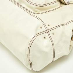 Tod's White Patent Leather Front Pocket Satchel