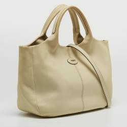 Pre Owned Tod's Cream Leather Tote 