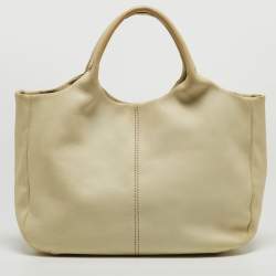 Pre Owned Tod's Cream Leather Tote 
