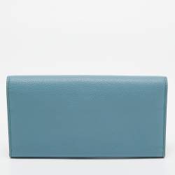 Tod's Light Blue Leather Trifold Continental Wallet 