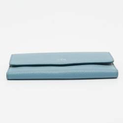 Tod's Light Blue Leather Trifold Continental Wallet 