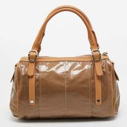 Tod’s Brown/Beige Coated Canvas and Leather G-Bag Easy Sacca Satchel