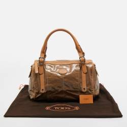 Tod’s Brown/Beige Coated Canvas and Leather G-Bag Easy Sacca Satchel