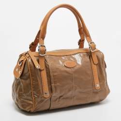 Tod’s Brown/Beige Coated Canvas and Leather G-Bag Easy Sacca Satchel