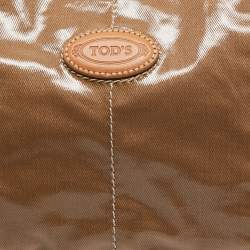 Tod’s Brown/Beige Coated Canvas and Leather G-Bag Easy Sacca Satchel
