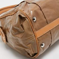 Tod’s Brown/Beige Coated Canvas and Leather G-Bag Easy Sacca Satchel