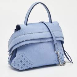 Tod’s Light Blue Leather Wave Top Handle Bag
