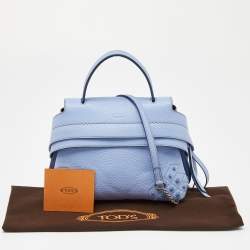 Tod’s Light Blue Leather Wave Top Handle Bag