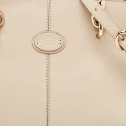 Tod's Beige Leather Zip Satchel