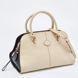 Tod's Beige Leather Zip Satchel