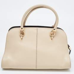 Tod's Beige Leather Zip Satchel