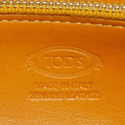 Tod's Mustard Leather Plaque Logo Continental Flap Wallet