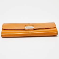 Tod's Mustard Leather Plaque Logo Continental Flap Wallet
