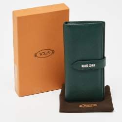 Tod's Green Leather Continental Flap Wallet