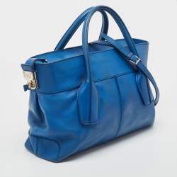 Tod's Blue Leather D-Cube Tote