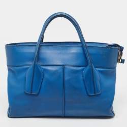 Tod's Blue Leather D-Cube Tote