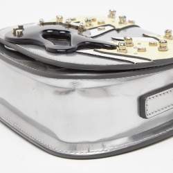 Tod's Tri Color Patent Leather Crystals/Studs Embellished Shoulder Bag