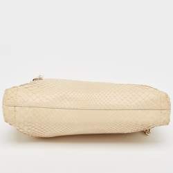Tod's Cream Python Triple Zip Chain Clutch 