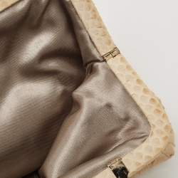 Tod's Cream Python Triple Zip Chain Clutch 