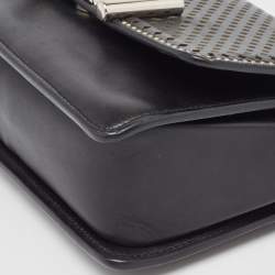Pre Owned Tod's Black Perforated Leather Double T Crossbody Bag