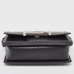 Pre Owned Tod's Black Perforated Leather Double T Crossbody Bag
