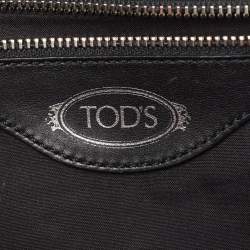 Pre Owned Tod's Black Perforated Leather Double T Crossbody Bag