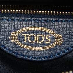 Tod's Blue Leather D-Cube Double Zip Tote