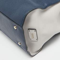 Tod's Blue Leather D-Cube Double Zip Tote