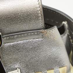 Tod's Metallic Grey/White Leather Wave Laser Top Handle Bag