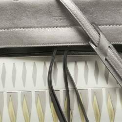 Tod's Metallic Grey/White Leather Wave Laser Top Handle Bag