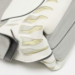 Tod's Metallic Grey/White Leather Wave Laser Top Handle Bag