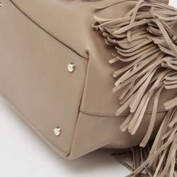 Tod's Beige Leather Fringe Tote