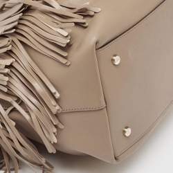 Tod's Beige Leather Fringe Tote