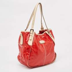 Tod's Red Patent and Leathre G Sacca Piccola Hobo