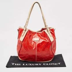 Tod's Red Patent and Leathre G Sacca Piccola Hobo