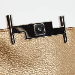 Tod's Gold Leather Mini Double T Shoulder Bag