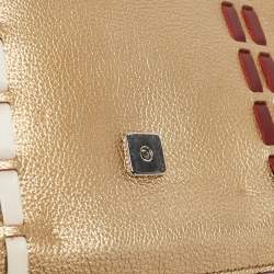 Tod's Gold Leather Mini Double T Shoulder Bag