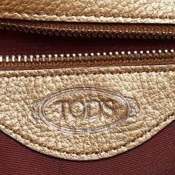 Tod's Gold Leather Mini Double T Shoulder Bag