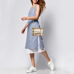 Tod's Gold Leather Mini Double T Shoulder Bag